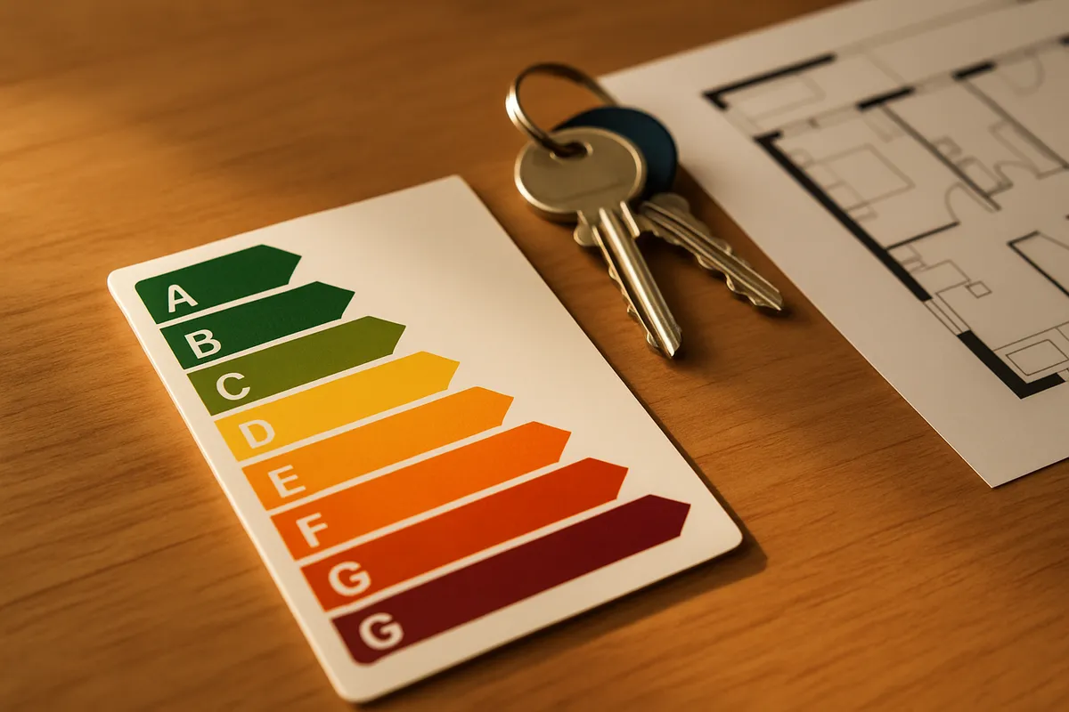 Etiqueta de eficiencia energética de una vivienda con calificación