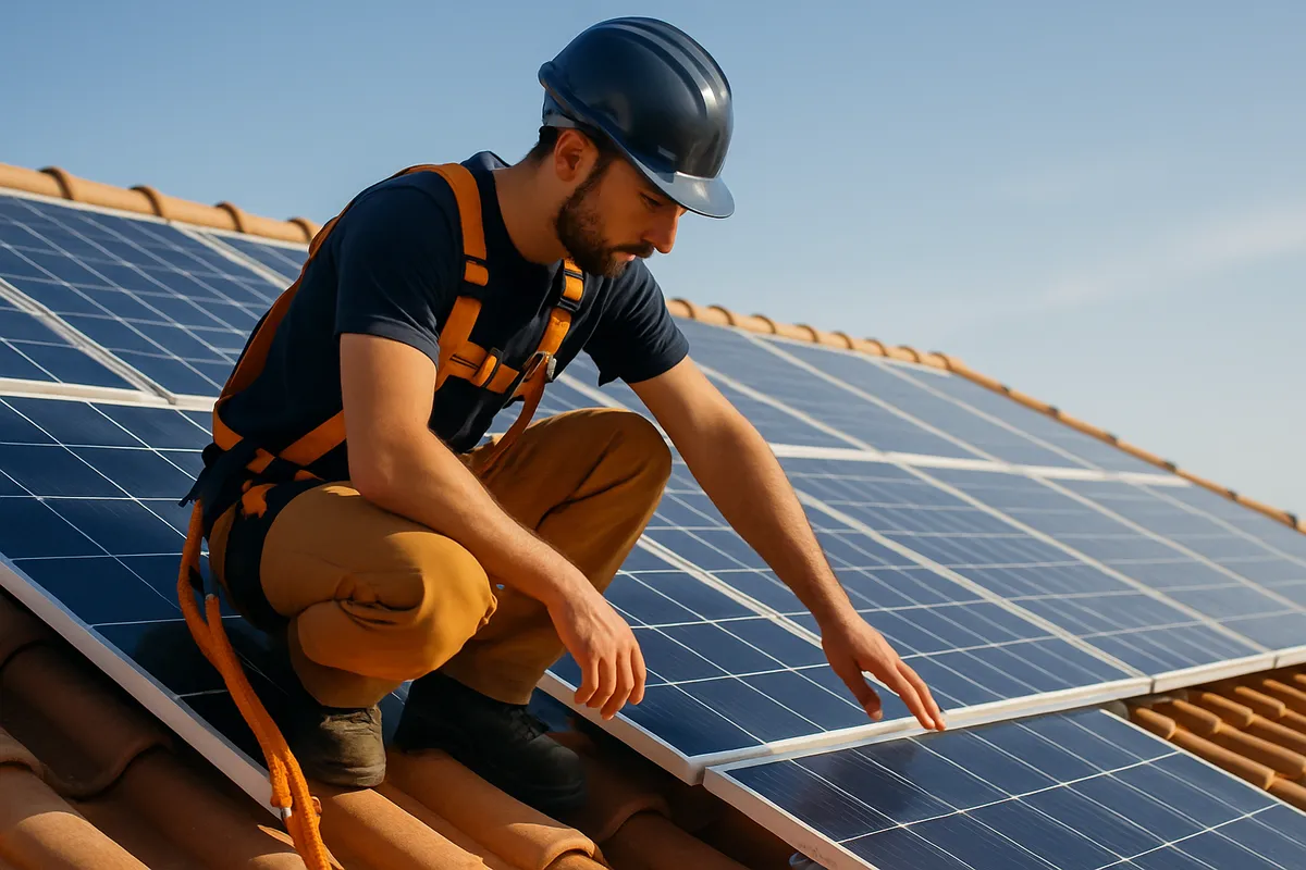 Placas solares de autoconsumo en tejado de vivienda
